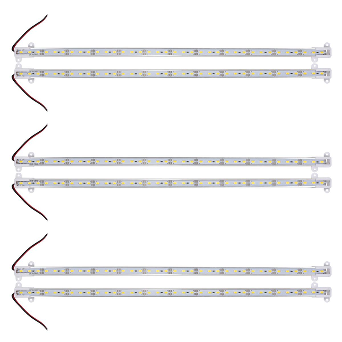 6X 50CM 12V 36 LED 5630 SMD Hard Strip Light Aluminum Shell with End Cap  Warm White