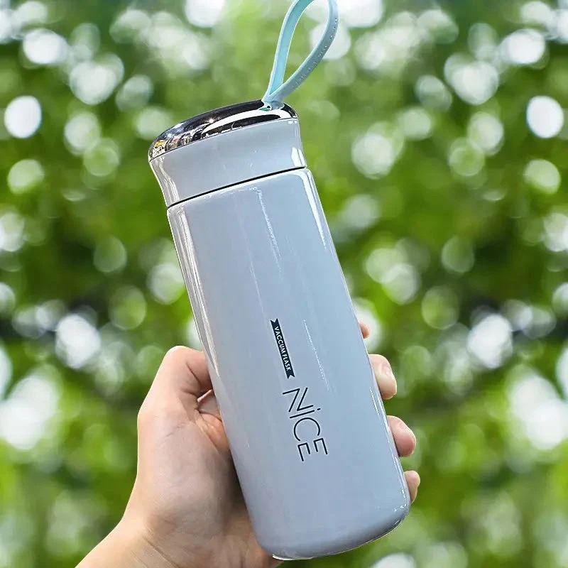 NICE 400ml Glass Water Bottle | Leakproof Insulated Water Bottle | Glass & Plastic Hybrid | Water Bottle for Boys & Girls | School, Gym & Office