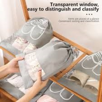 12 Pieces Travel Shoes Storage bag with clear window non-woven with PVC Bag