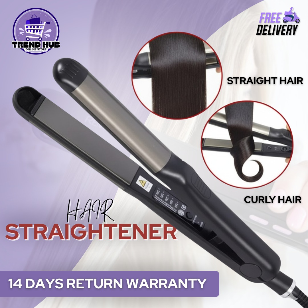 TrendHub Hair Straightener and Curler 220°C - Fast Heating Ceramic Coated Plates - Anti-Frizz HairAccessories For Girls - Curling, Rolling & Waves 2in1 Straightener - Long-Lasting Shine, Safe & Easy Hair Styler for Women & Salon