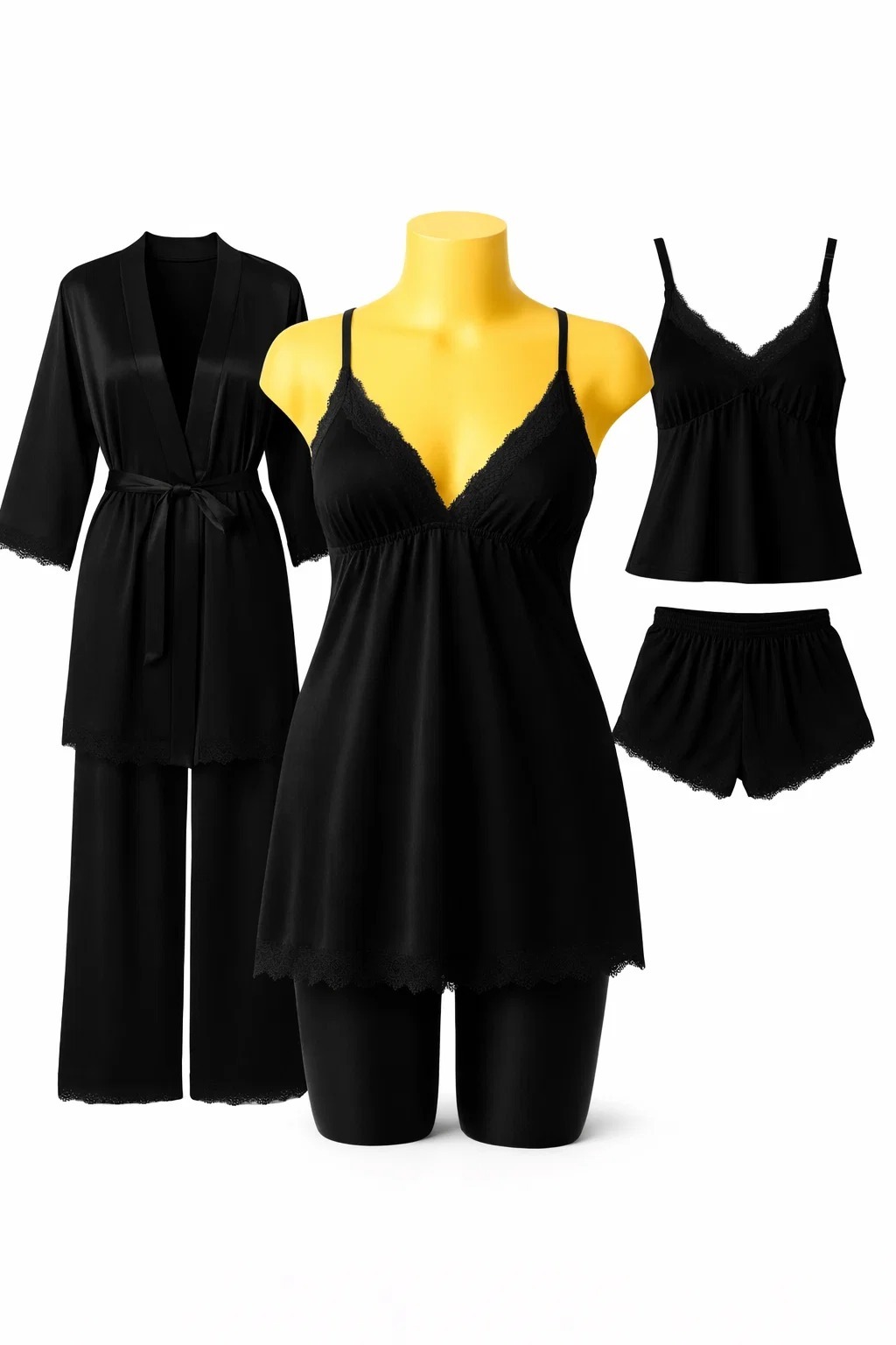 Nighty Sleepwear Silk Satin night dress Lingerie Set With Robe and Short Gown , Night Wear For Women , Beautiful Night Dress , Sleepwear Nighty Bridal for Ladies and Girls for Night Wear