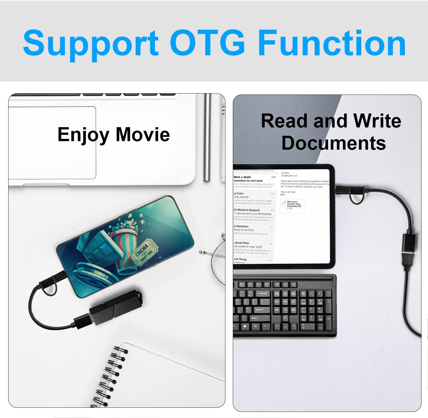 Universal OTG Adapter for All Models of Amazon Kindle, Amazon Fire, Google and Samsung Tablets and Phones. Connect USB Flash Drives, Keyboards External Hard Drives with Ease.