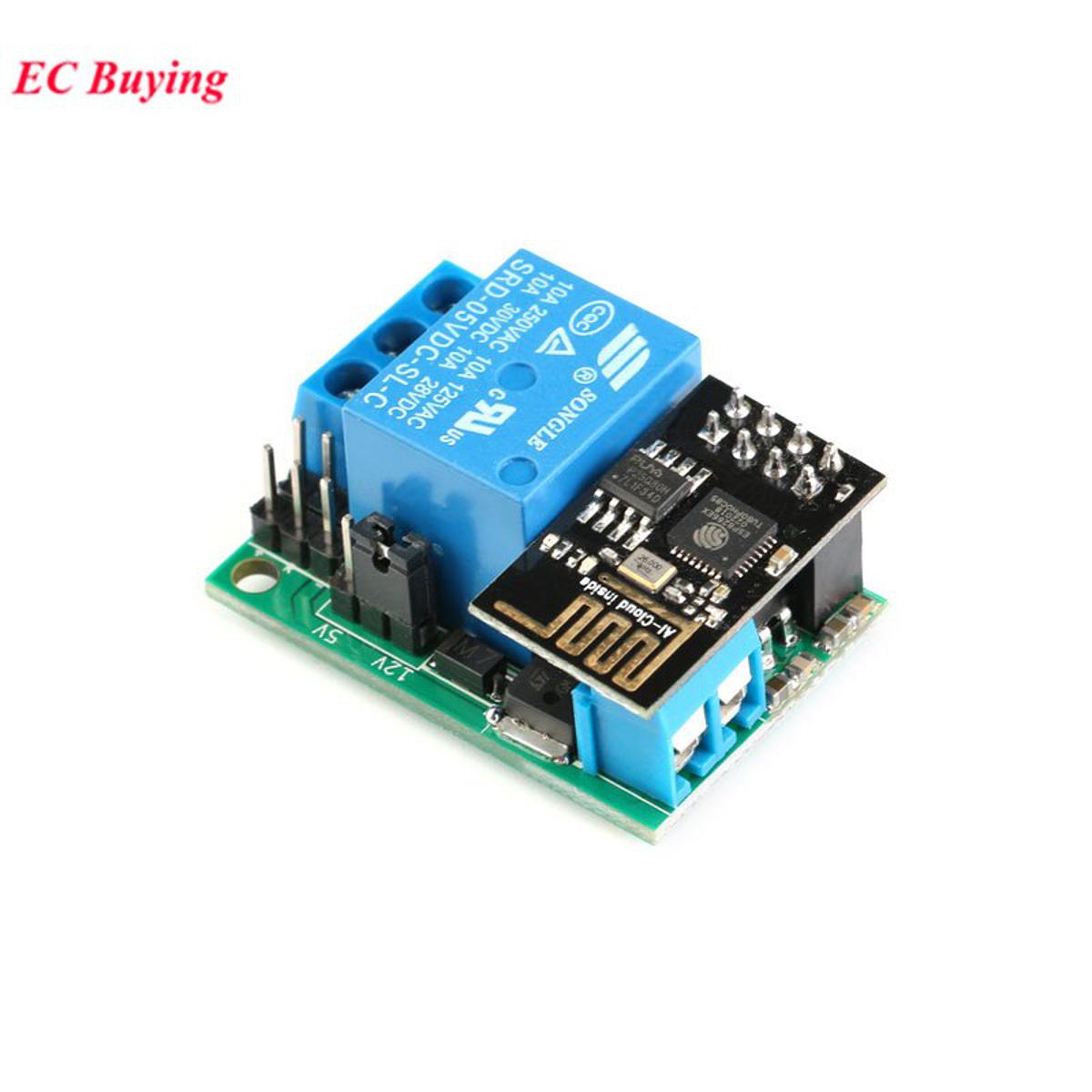 APKLVSR ESP ESP-01 Relais Modul,DC 5V-12V WiFi Drahtloses Relaismodul Für IoT Smart Home Arduino,kompatibel Mit Arduino(3 Stück