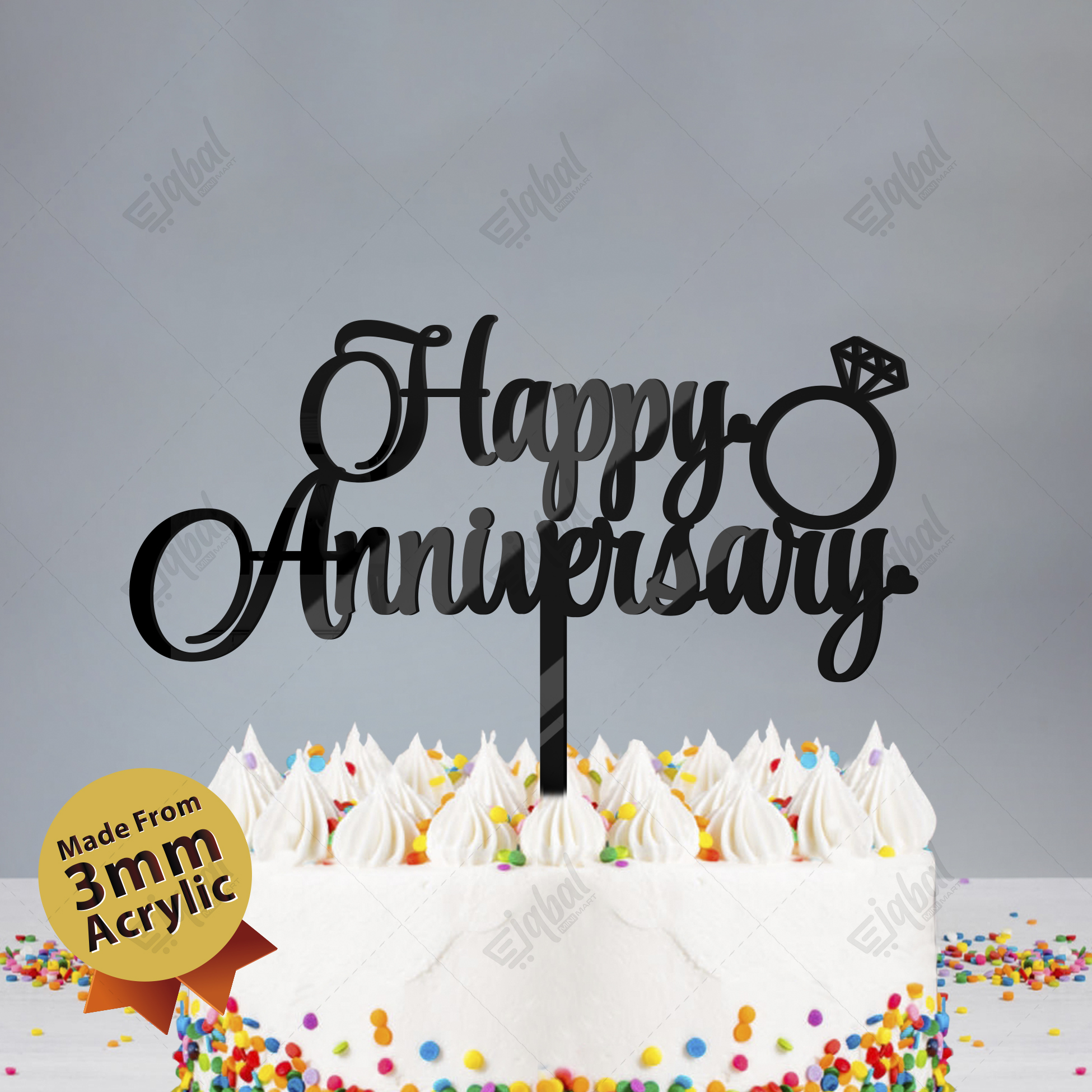 Golden MDF Happy Anniversary Cake Toppers, Packaging Type: Box at Rs  13/piece in Jaipur