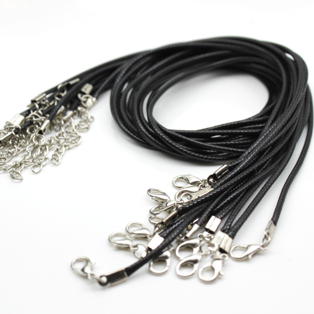 18'' Black Silk Necklace Cord Chain Cotton Rope with Clasp 2.0mm (5Pcs)