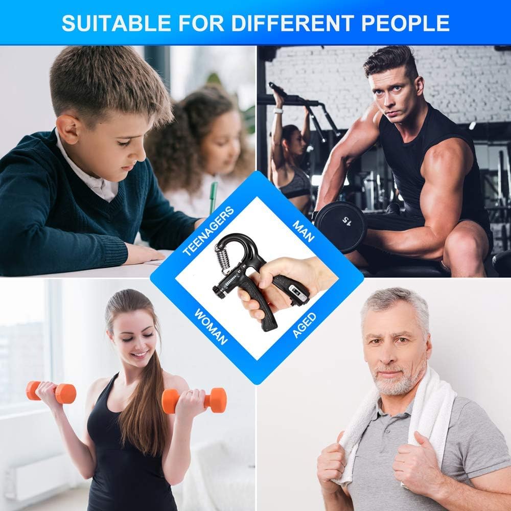Histro Automatic Counting Hand Gripper Adjustable Resistance Automatic Counting Non-Slip Hand Grip Strength Trainer Fingers Wrist Forearm Exerciser Workout Gear Home Gym Exercise Equipment   Hand Gripper 5-60KG  Automatic  Non-Slip hand strengthen