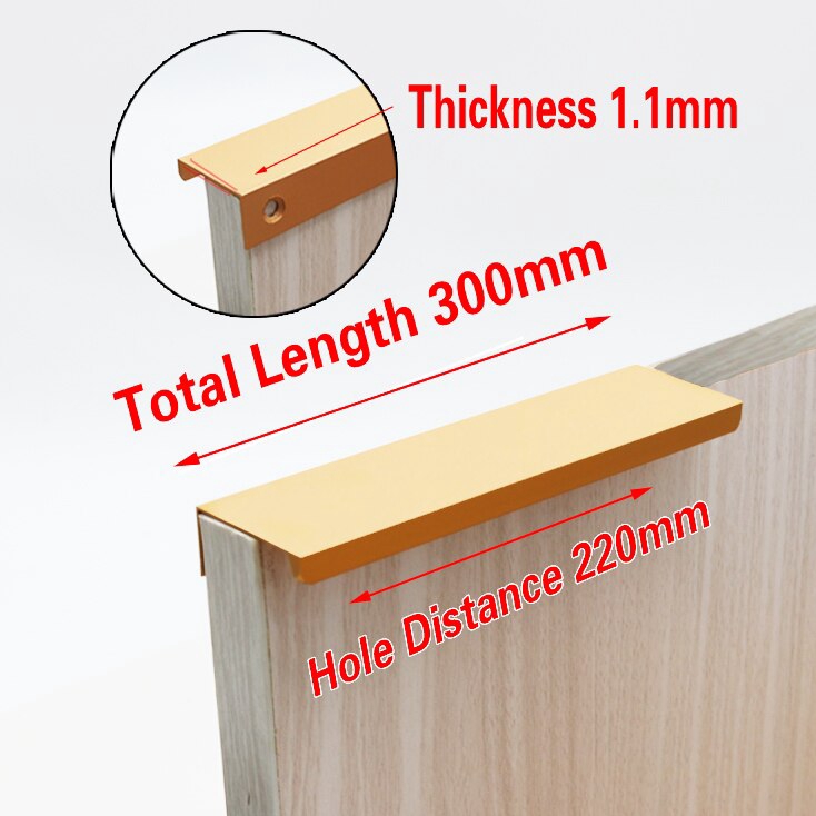 Black Silver Gold Hidden Handles Stainless steel Kitchen Cupboard Pulls Drawer Knobs