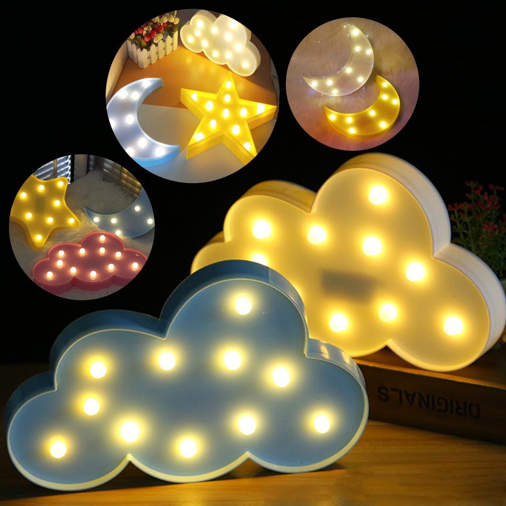 Colorful Night Lights Star Cloud Moon Crown Led Light Home Desktop