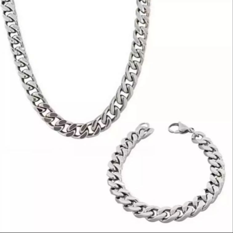 100% Pair Of 2 Pure Silver Neck Chain With Free Bracelet For Girl & Boys
