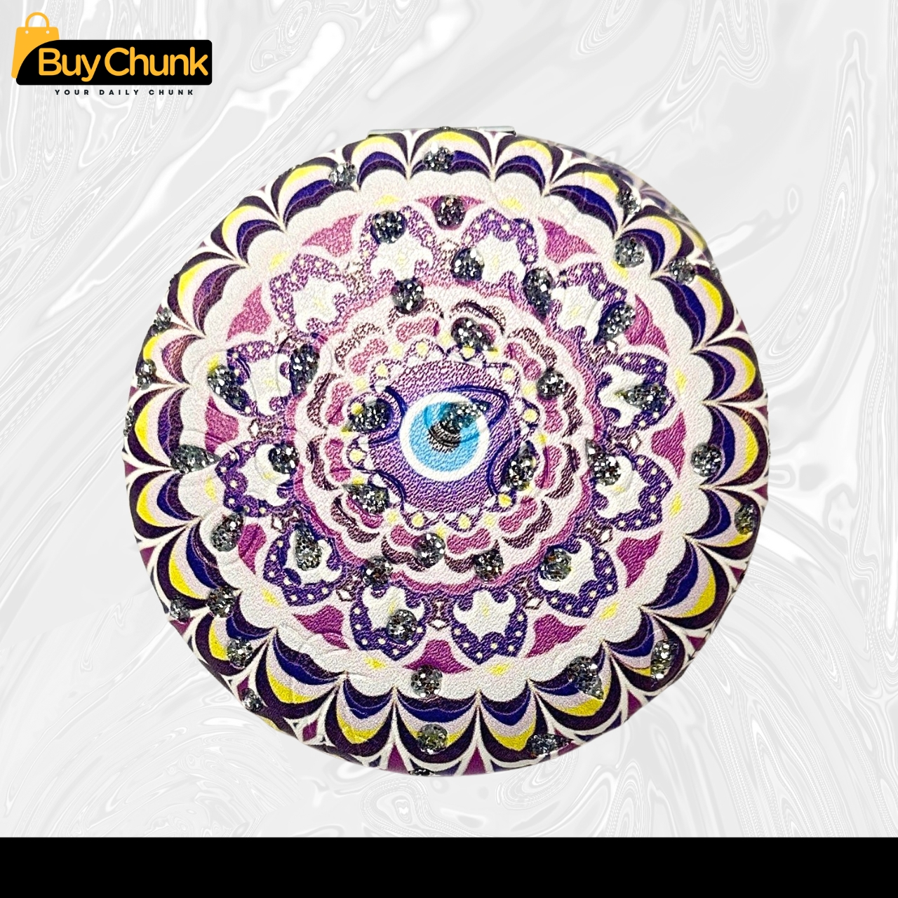 Mandala Compact Mirror with Glitter Design | Stylish Mandala Design for Everyday Use | Dual-Sided Compact Makeup Mirror for Women | Perfect Gift Idea