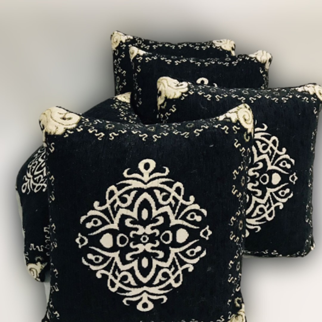 5-Piece Velvet Jacquard Cushion Covers 15x15 Inches with Zip Closure
