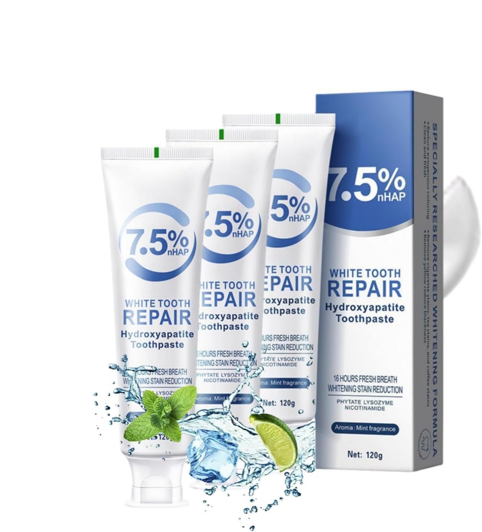 7.5% Hydroxyapatite Toothpaste 80g | Sensitive Teeth Toothpaste | Enamel Care & Fresh Mint | Daily Oral Care