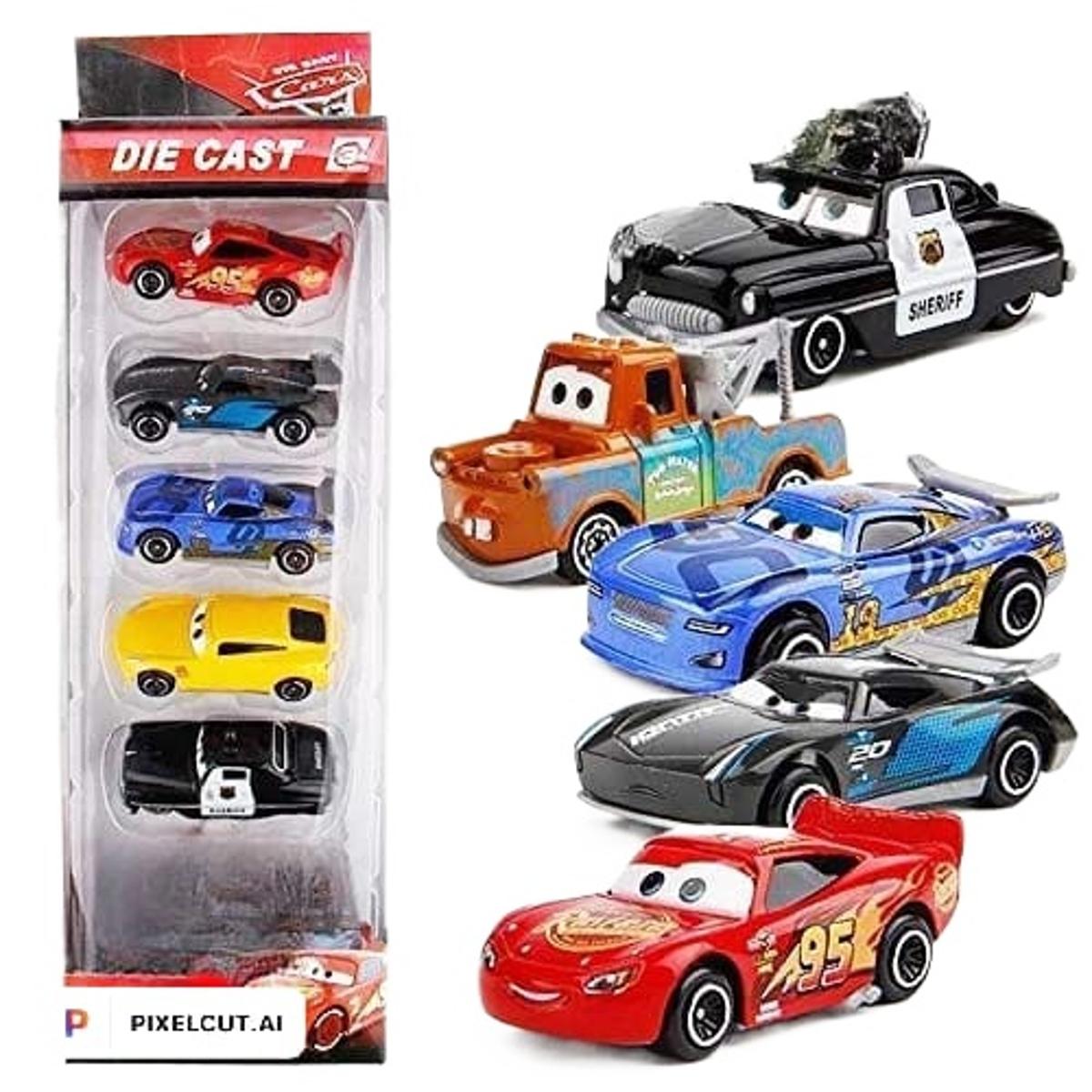 Mc Queen Lightening Pack Of 5 Vehicles Full Metal Body 1:64 Scale For Kids - E10900