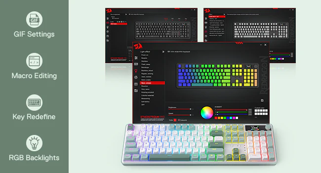Redragon K761 PRO WYVERN Wireless Gaming Keyboard Green with LCD Control Display Tri-Mode Connectivity with Custom Linear Mint Mambo Switch 26 dea8e8546638f9ade72b5d6002394b97