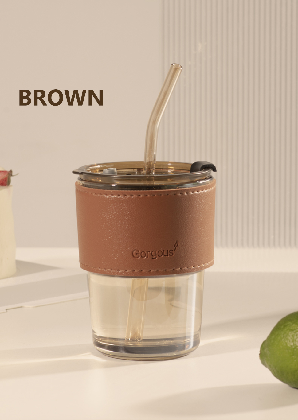 Cute Tumbler Glass Mug With Lid And Straw Heat Resistant Coffee Tea