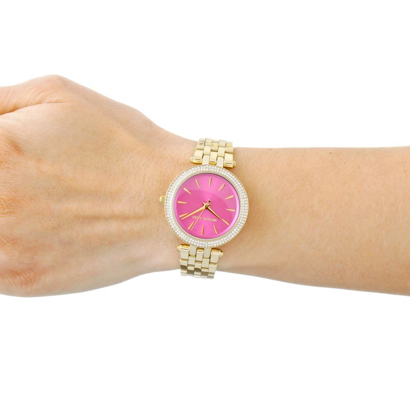 Michael Kors Mini Darci Fuchsia Pink Dial Gold-tone Ladies Watch