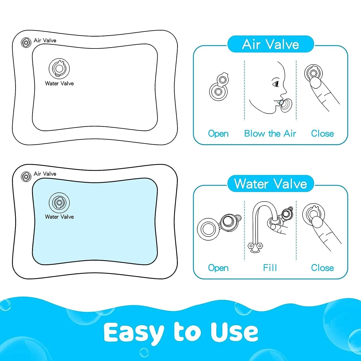 Inflatable Tummy Time Mat, Premium Baby Water Play Mat for Infants and Toddlers for 3 to 24 Months, Strengthen Your Baby's Muscles