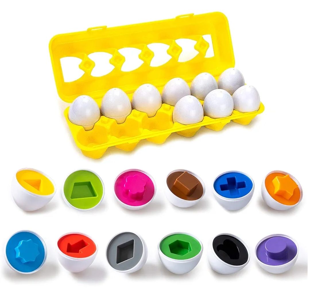 Color & Shape Matching Eggs Recognition Sorter Puzzle Color & Number Matching Eggs Toy for Toddlers | Educational Number Sorter Early Learning Educational Toy