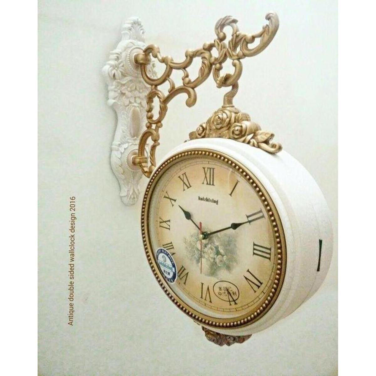 Double Sided Wall Clock - Gold