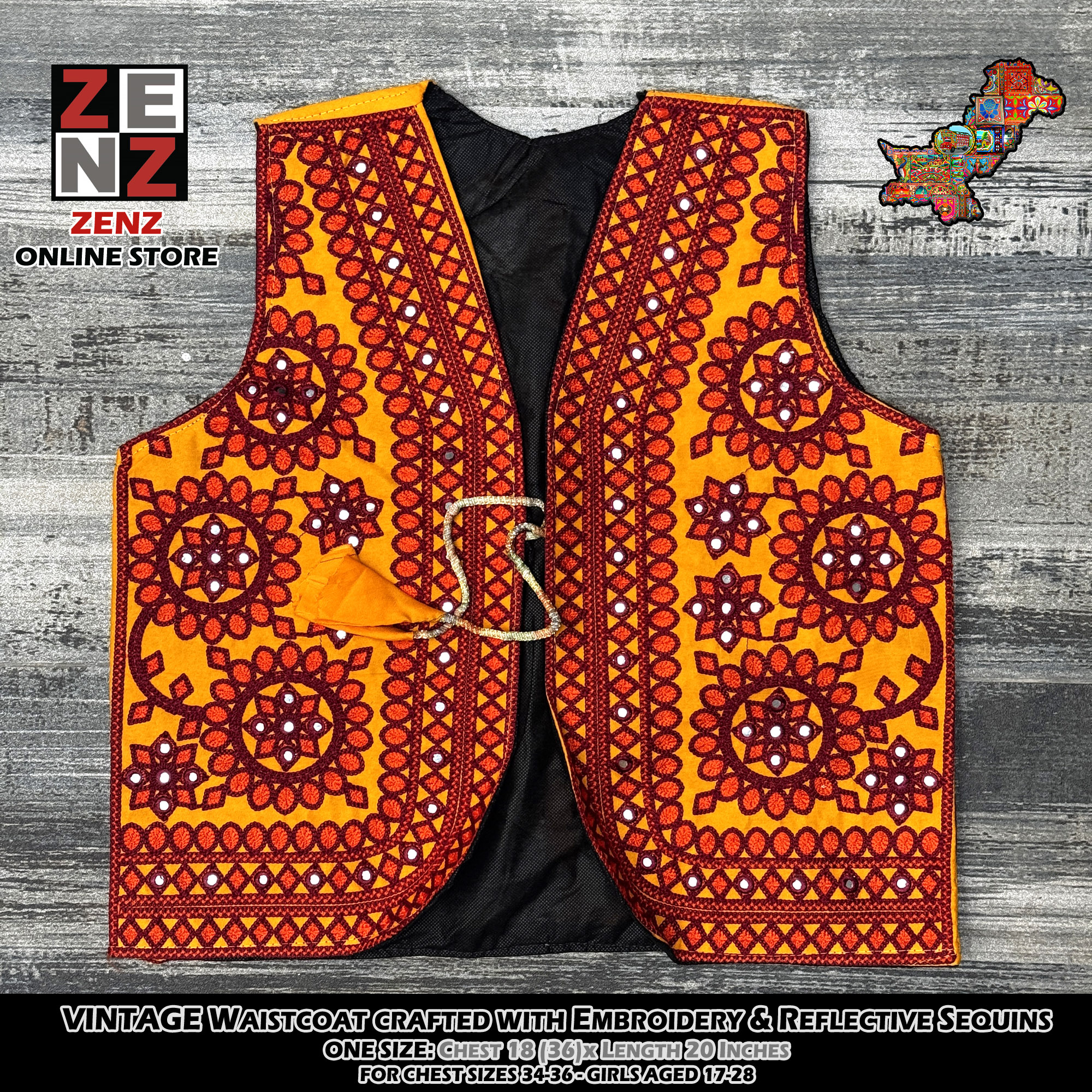 Sindhi Embroidered Waistcoat Koti for Female Adults crafted with Embroidery & Reflective Sequins Waist Coat Wasket Pakistani Vintage Style Traditional Wear