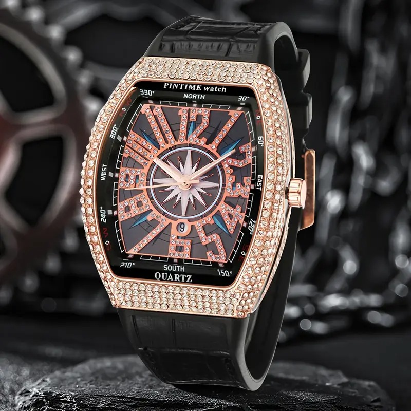 Remu Tech high-end temperament Men's watch, wine barrel shaped artistic design, simple and fashionable business quartz movement watch, suitable for wearing in various occasions, birthday/Valentine's Day gift