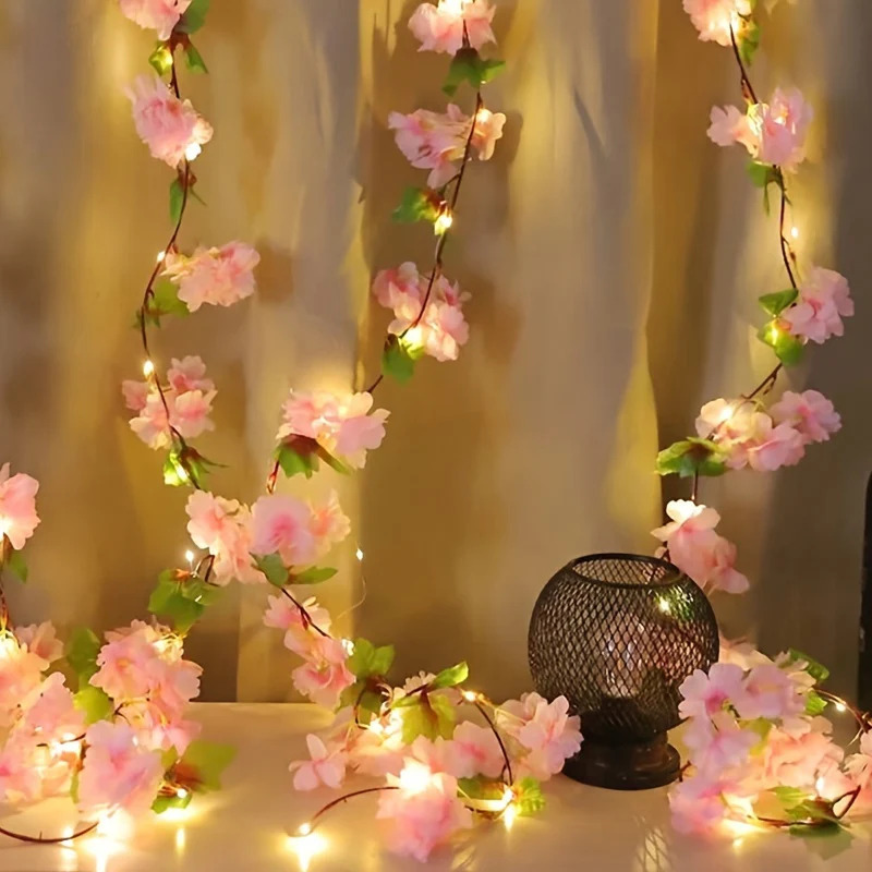 Led cherry flower string light - Home decoration led cherry flower bail light - Room weddings Decoration light