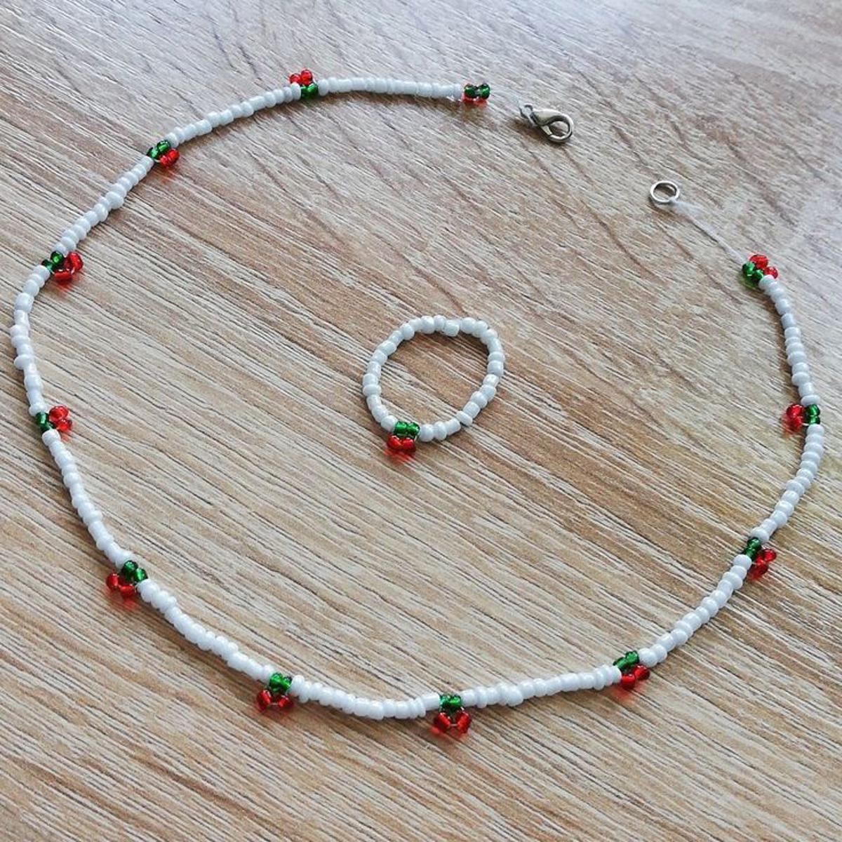 Beaded Necklace Cherry Bead Bracelet Gold-plated Short Necklace