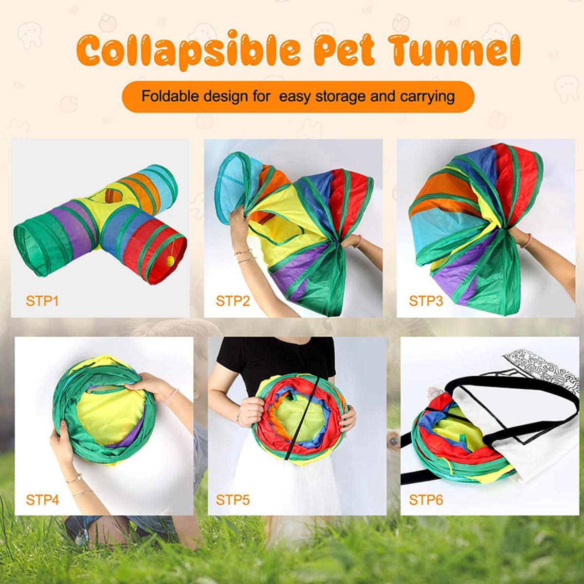 Bunny Tunnels & Tubes Collapsible 3 Way for Dwarf Rabbits Bunny Kitty