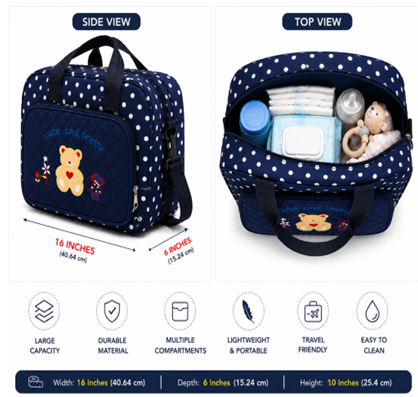 Diaper Bag for Newborn Baby Medium Size Beautiful Baby Bag For Diaper & Accessories
