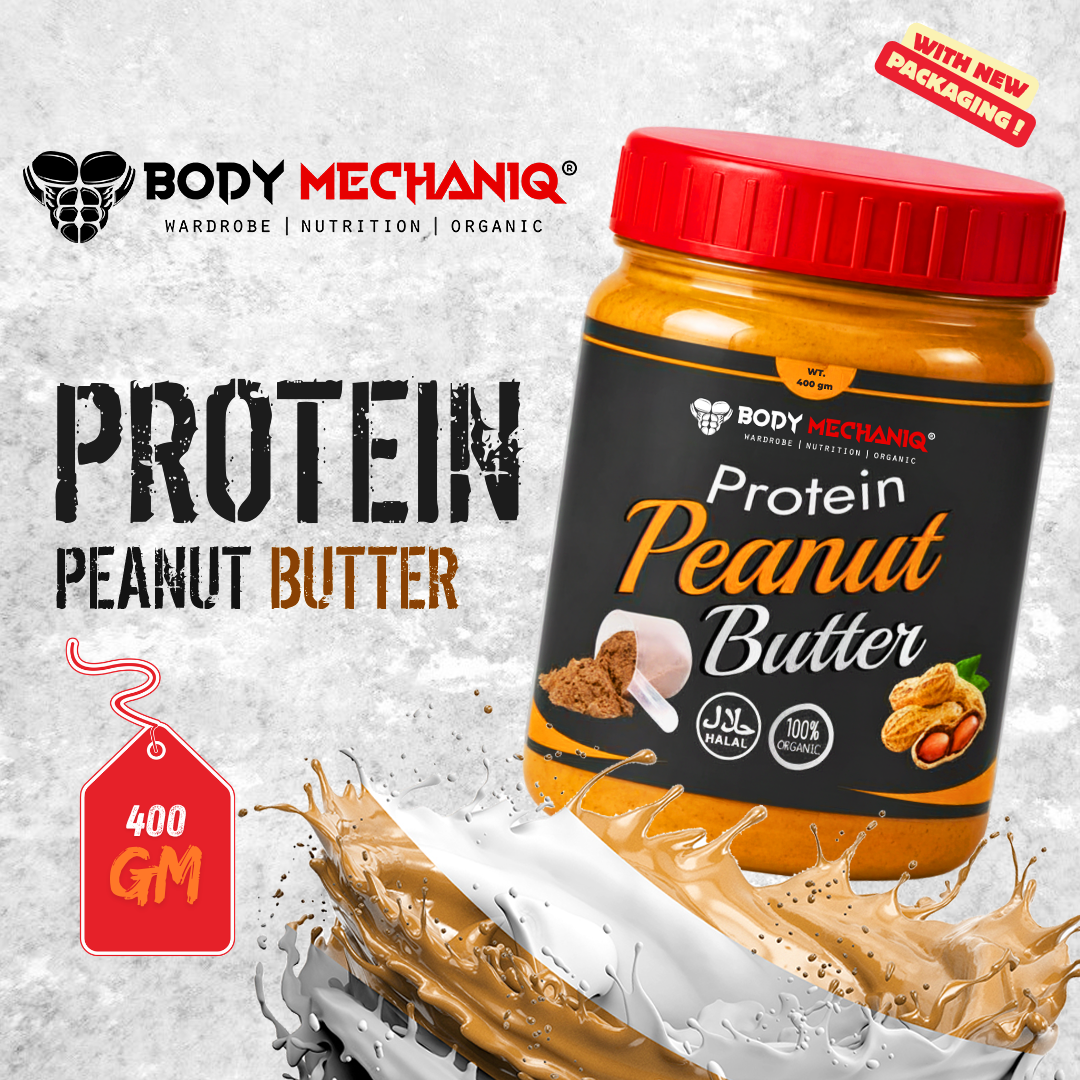 BODY MECHANIQ High-Protein Peanut Butter, Organic, Low Sugar, Single Serve Bottle