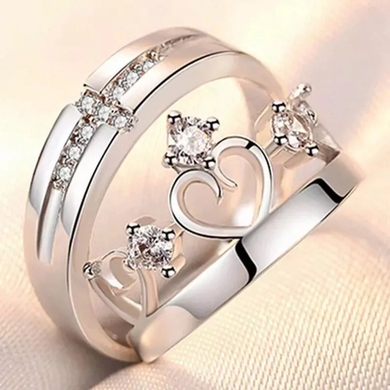 2pcs Trendy Couple Pledge Love Token Ring With Letter His Queen&Her King Engraved Wedding ring For Women And men Finger rings