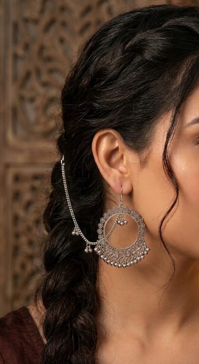Traditional Jhumka Earrings with Chain for Women –  Style Party & Wedding Jewelry