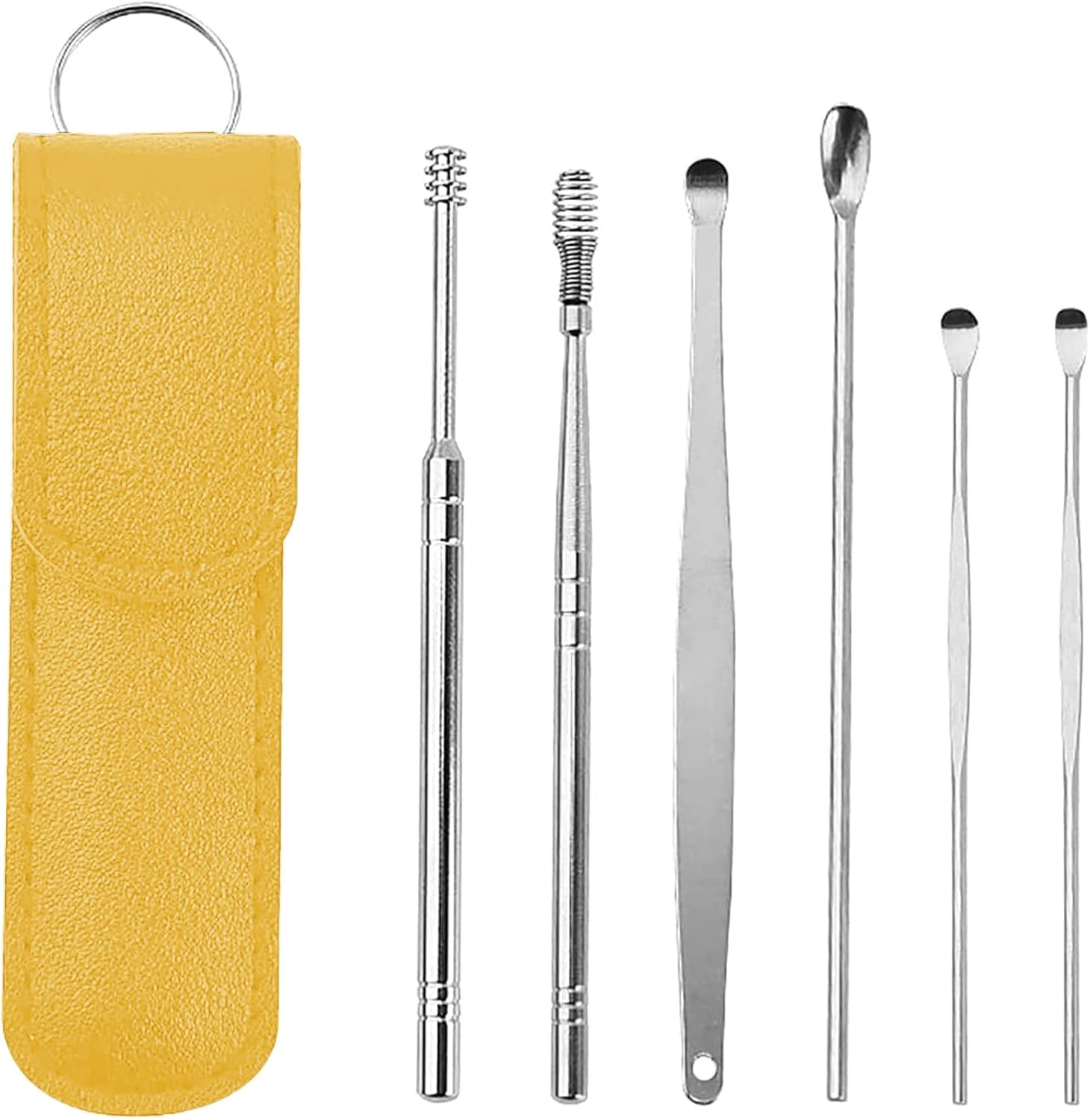 Ear Wax Cleaning Kit, 6 Pcs Ear Pick Tools, Wax Removal Kit, Ear Cleaning Tool Set, Spring Earwax Cleaner Tool for Children and Adult Multicolor