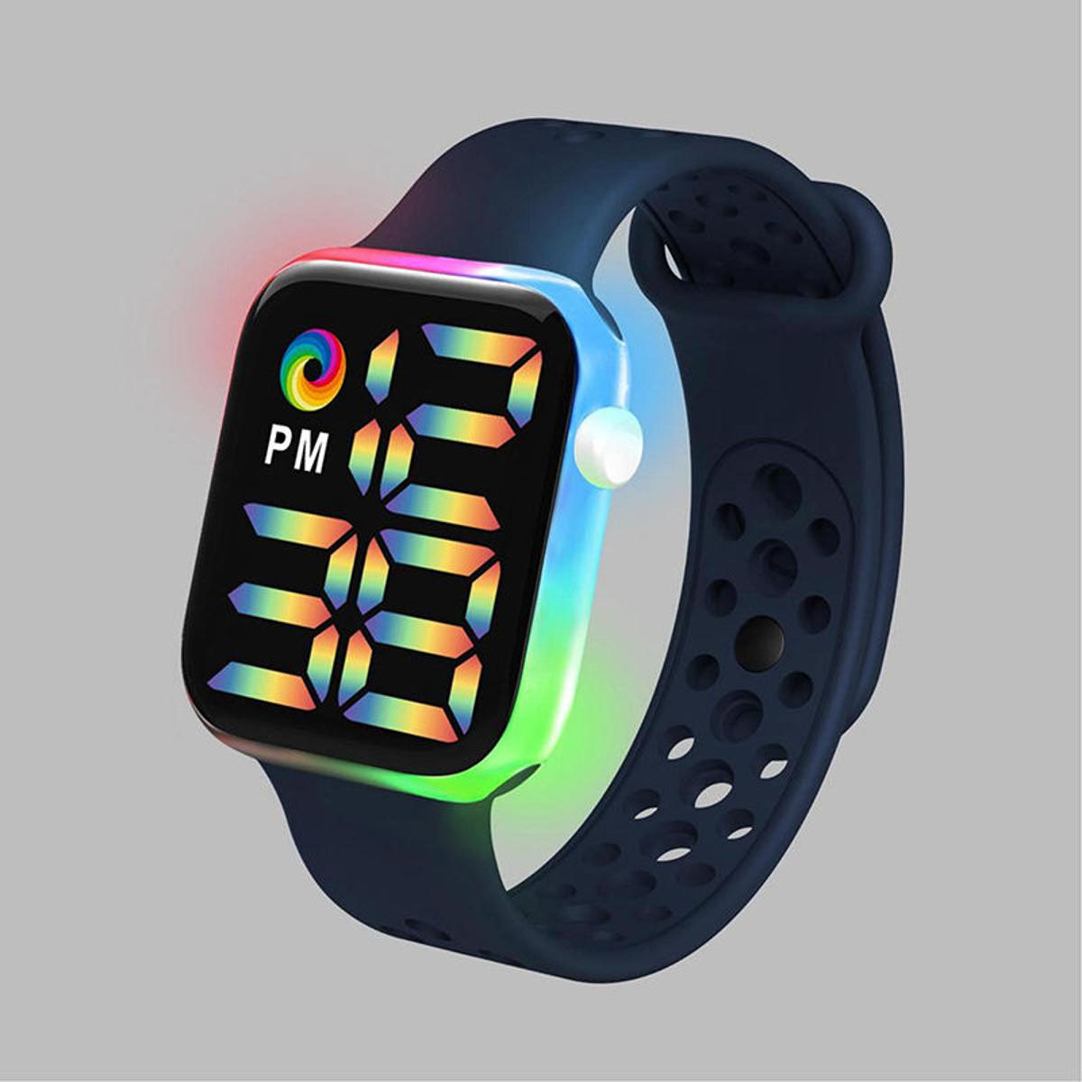 Digital Square Led Watch (Rainbow Light) For Sports/Fashion Wear / RGB Color Light