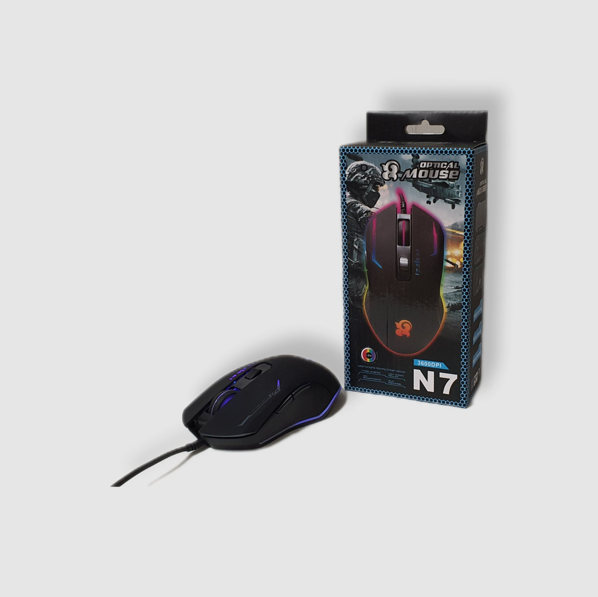 Inner Setting T9 USB Wired Gaming Mouse | 3600DPI Adjustable High Sensitivity Optical Computer Accessories | 6 Buttons Programmable LED Backlit Lighting Ergonomic Desktop Laptop Gamer Peripheral Professional Silent Click High-Precision Tracking-Black