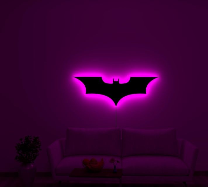 BATMAN SHAPE LED WALL LED LAMP WOODEN THICKNESS 9MM ||  GAMING ROOM DECOR WALL LED LAMP