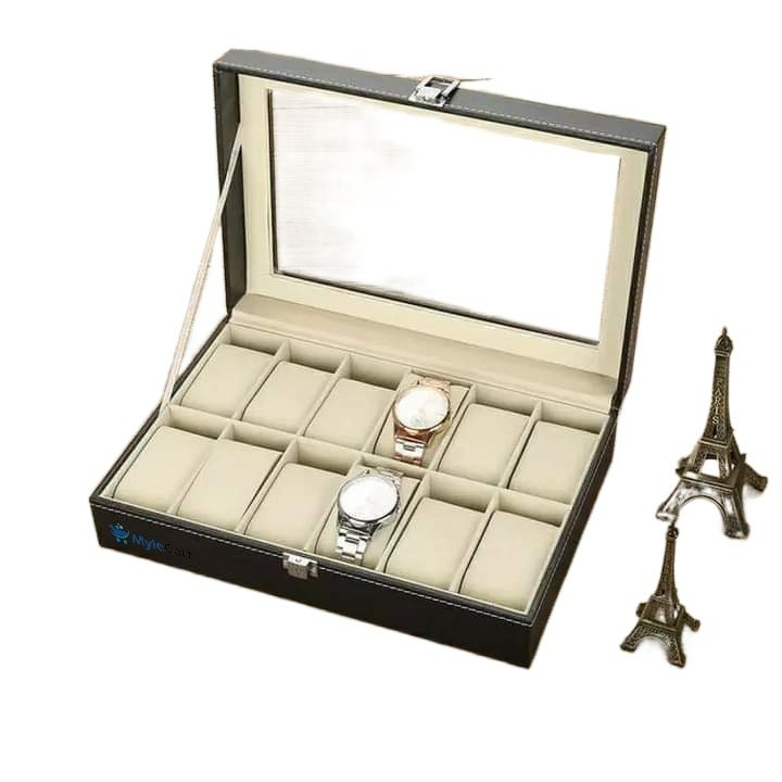 MyleCart 12-Slot Watch Box – PU Leather Display Case & Organizer