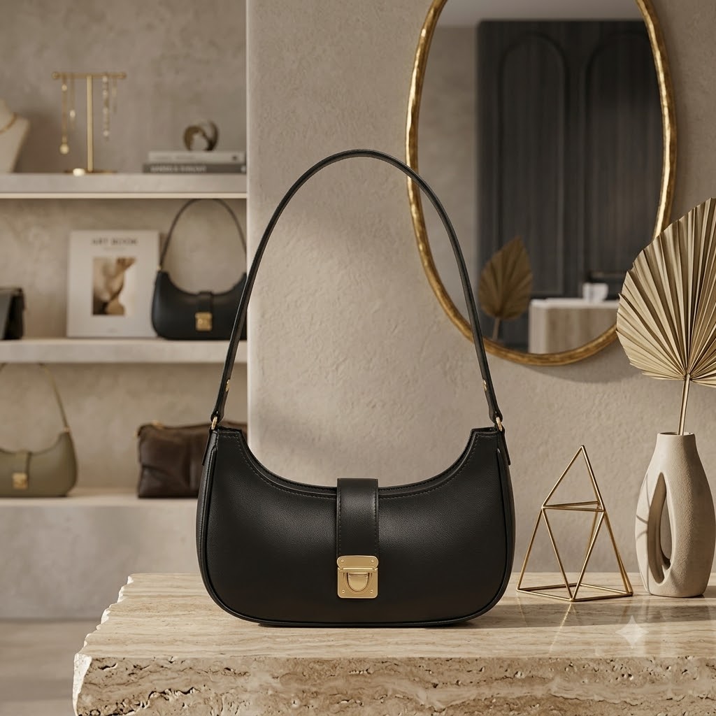Minimalist Half-Moon Shoulder Bag – Trendy Clean Girl Aesthetic Underarm Purse for Women