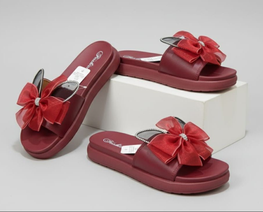 PVR Women Fashion Slippers with Big Bow | Soft Sole Comfortable Indoor & Outdoor Slides