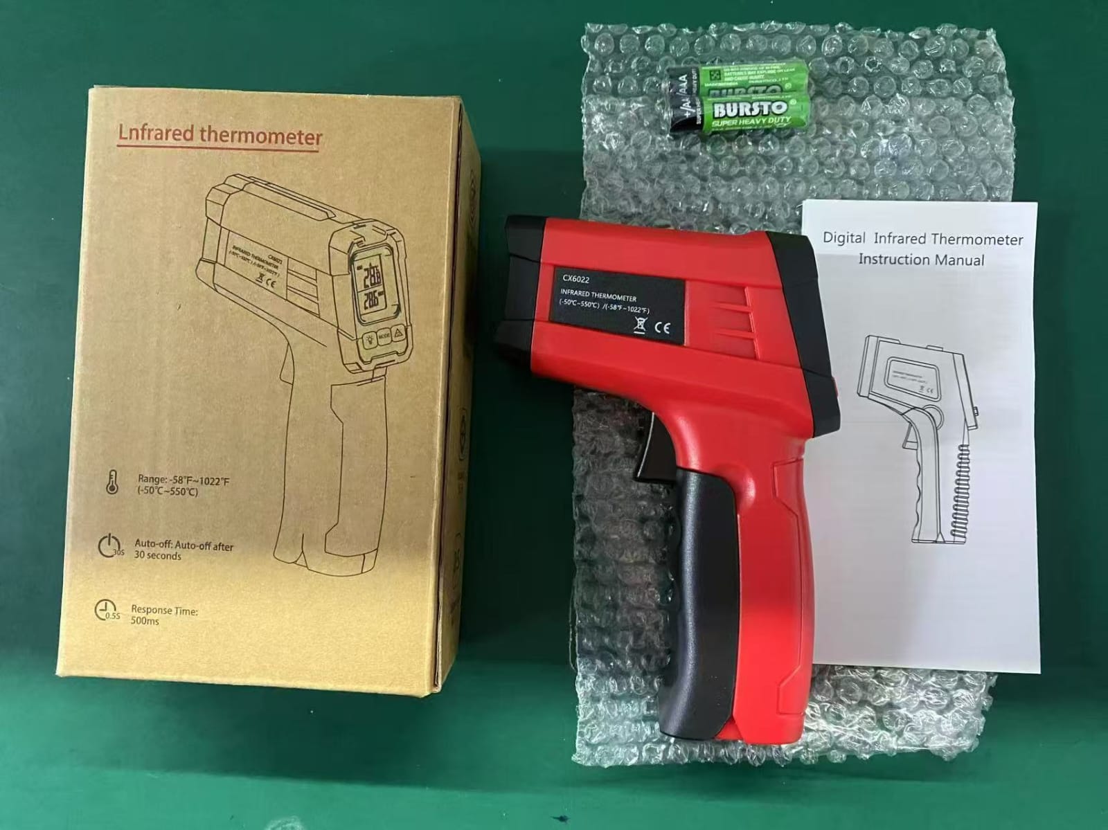 LCD Industrial Electronic Thermometer NonContact -50~550°C Digital Laser Temperature Meter Gun Laser Point Infrared Thermometer