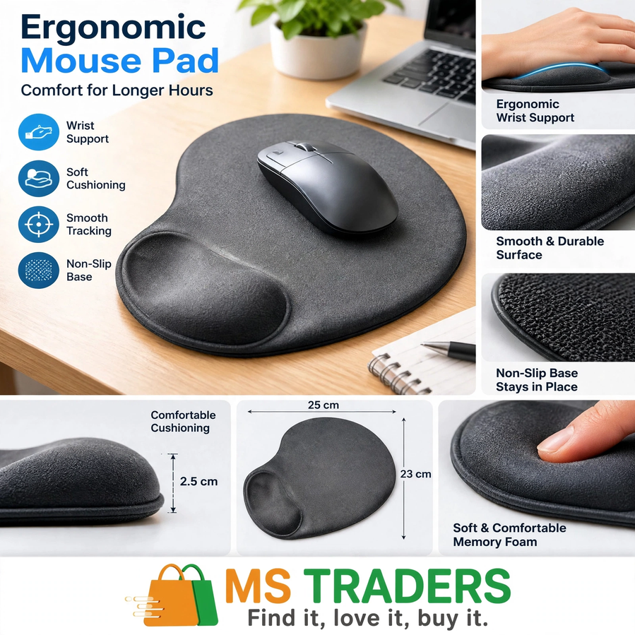 Ergonomic Mouse Pad with Wrist Support for Computer/Laptop/Notebook - Comfortable Gaming Mouse Mat