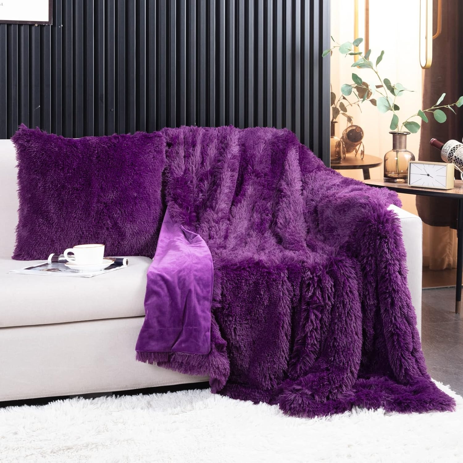 Solid Faux Fur Throw Blanket Plush Fluffy Fuzzy Super Soft Warm Blankets Breathable Comfortable Faux Fur Blanket Daraz.pk