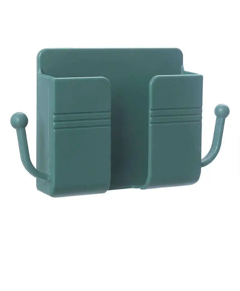Phone Accessories Wall Mount Adhesive Mobile Phone Wall Charger Holder and Remote Control Stand Multipurpose Storage Box