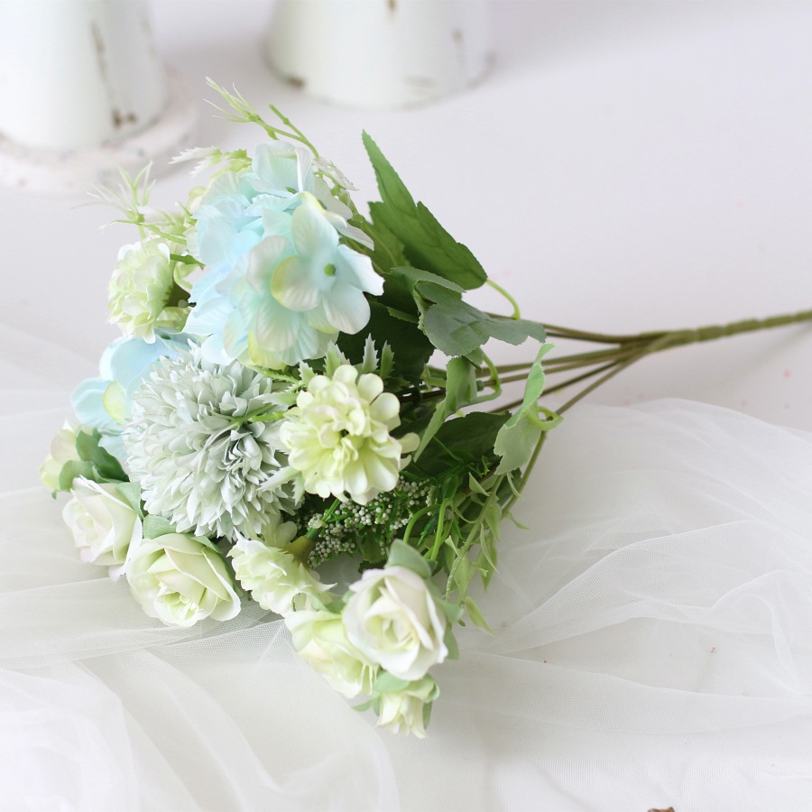 Royal Persian Rose and Hydrangea Flower Silk Wedding Bouquet Artificial