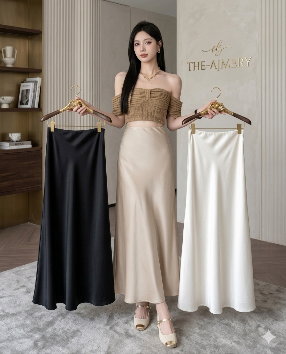 Premium Silk Casual Spring/Summer 2025 Long Solid Fishtail Skirt for Women - Elegant, Comfortable, Versatile (XS-XL)