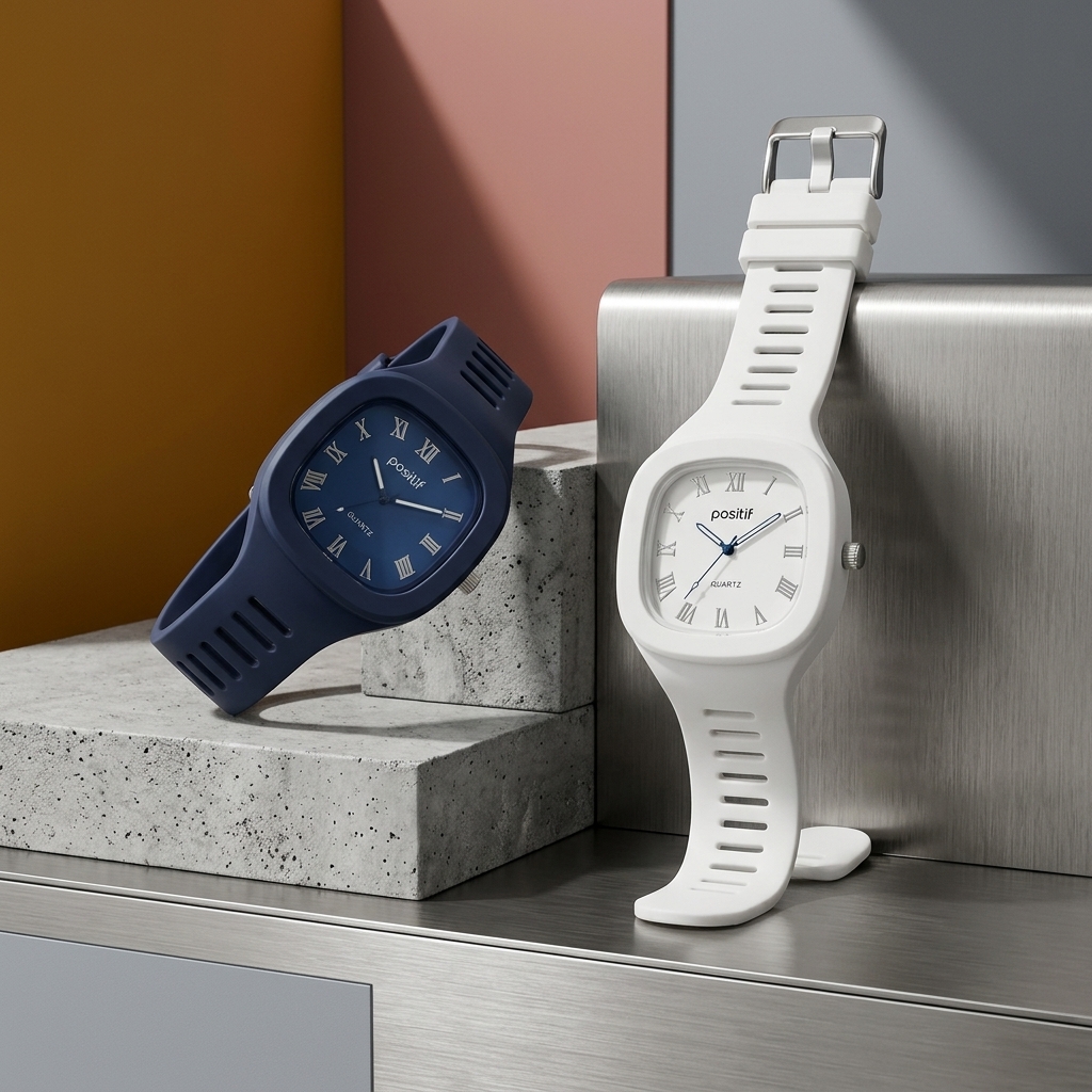 Pack of 2 Stylish Square Dial Smooth Silicon Straps Casual Watch Stylish Analog Watch for Boys Men's