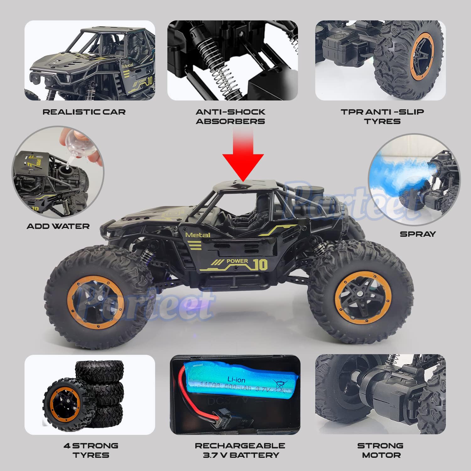 Monster Truck Remote Control Car with Smoke RC Toy for Boys High Speed 1:18 Die-Cast Remote Control Toys For Kids Off-Road Racing Truck