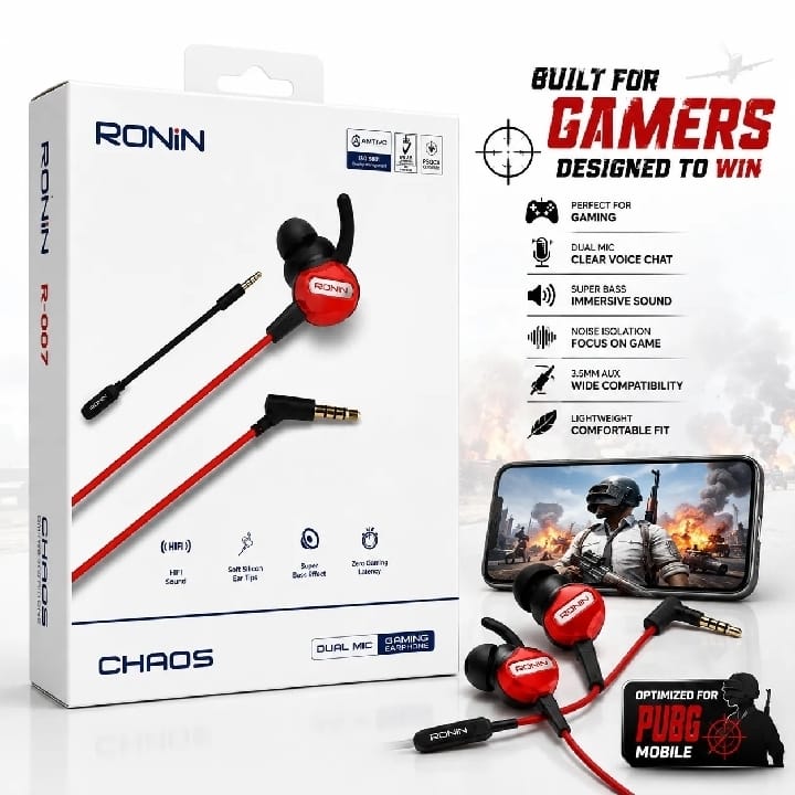 R-007 Gamerz Type-C Handsfree | 8D Surround Sound | Crystal Clear Sound | Powerful & Deep Bass | Clear Calling | IRONIN mmersive Stereo Sound | 122dB | 20Hz–20kHz | 1.2m Cable | Ronin Gamerz Handfree 