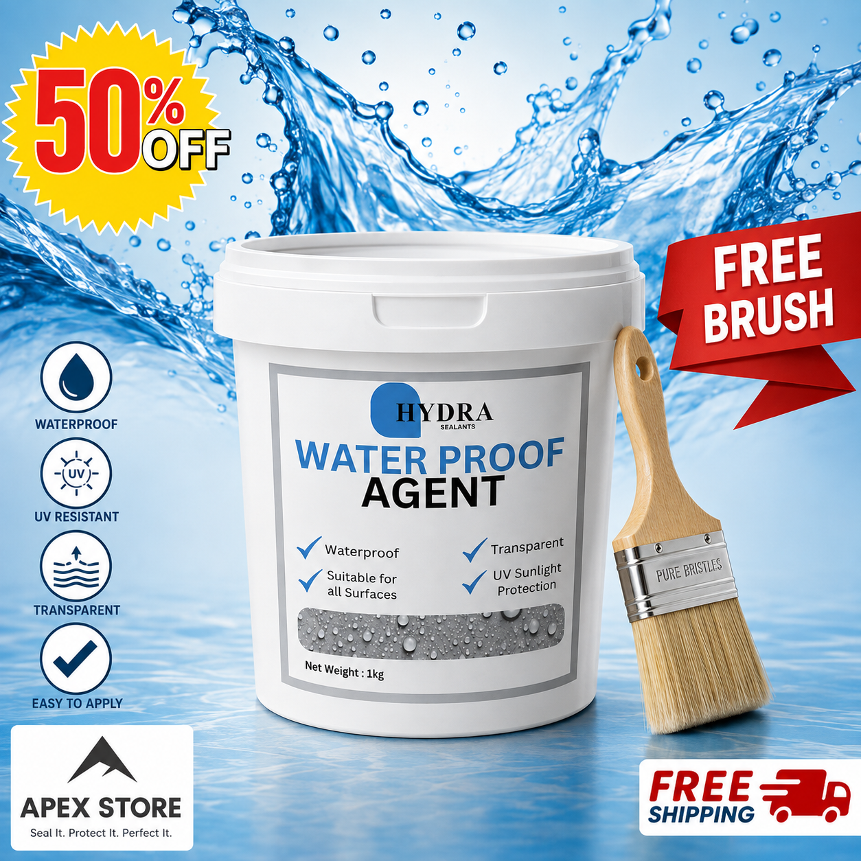 Hydra Sealant,Waterproofing Chemical,Free Brush,250GM 500GM 1KG,Water Proof Agent,Waterproof Agent,Hydra Sealant (Waterproof Leak Agent),Hydra Sealant Water Proof Agent,Waterproof Anti Leakage Agent,Water Proof Anti Leakage Agent