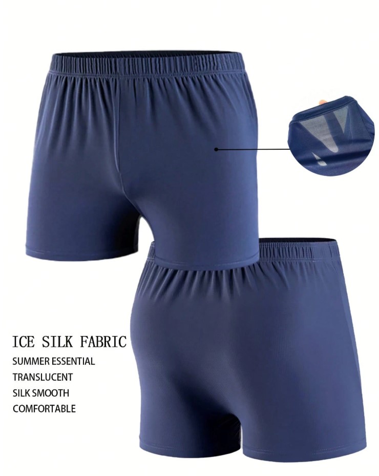 Ice Silk Men Loose Boxer Shorts See Through Stretch Waist Breathable Sleep Loungewear Daily Home Comfort Underpants  Ultra Thin